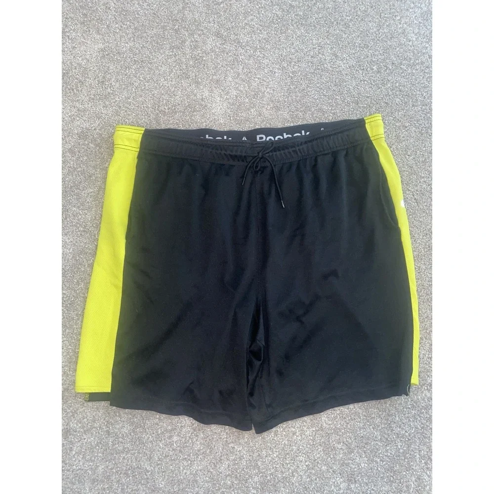 Reebok 3XL Black/Green Casual Workout Shorts Gym Basketball Color Block Running